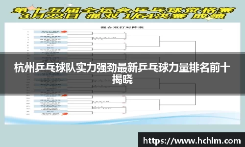 杭州乒乓球队实力强劲最新乒乓球力量排名前十揭晓
